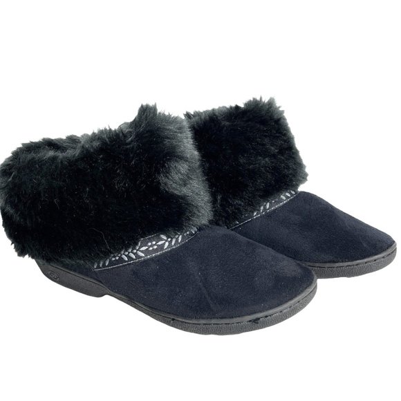isotoner Shoes - Isotoner Black Faux Fur Ankle Boots 7.5-8 Women's Winter Cozy Shoes Machine Wash